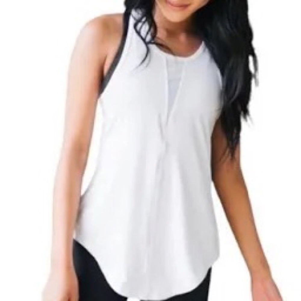 Zyia Active Effortless White Long Tank Size XXL Yoga Work Out  Performance